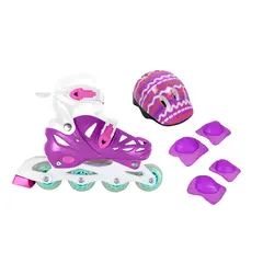 SCOOP - Patines 4 Ruedas para niña Challenger III + Kit de Protección Talla M