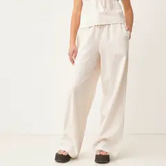 SYBILLA - Pantalón Palazzo Mujer Tiro alto de Algodón