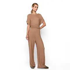 UNIVERSITY CLUB - Pantalón Wide Leg Mujer Tiro medio Tejido