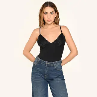 MOSSIMO - Body Mujer con Encaje Sin mangas