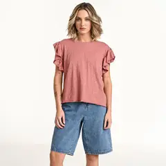 DENIMLAB - Blusa Mujer Manga corta globo de Algodón