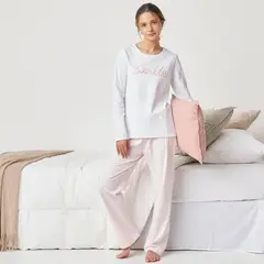 SYBILLA - Camiseta de pijama Mujer Manga larga de Algodón
