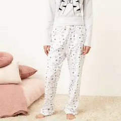 SYBILLA - Pantalón de pijama Mujer Largo de Algodón