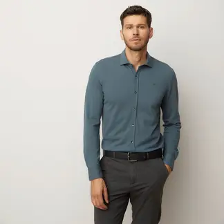 WOLF & HANK - Camisa Hombre Manga larga Slim de Algodón