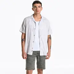 BEARCLIFF - Camisa Hombre de Rayas Manga corta de Algodón