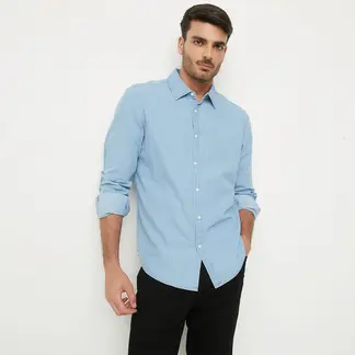 BASEMENT - Camisa de jean Hombre Manga larga de Algodón