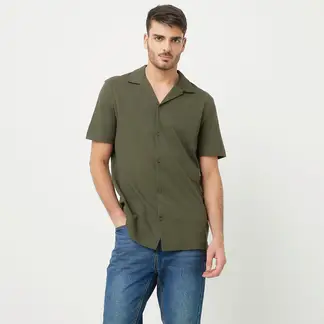 BASEMENT - Camisa Hombre Manga corta de Algodón