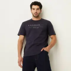 UNIVERSITY CLUB - Camiseta Hombre Manga corta con Estampado de Algodón