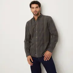 UNIVERSITY CLUB - Camisa Hombre de Cuadros Manga larga Recto de Algodón