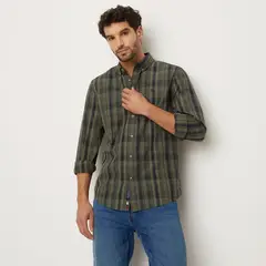 UNIVERSITY CLUB - Camisa Hombre de Cuadros Manga larga Recto de Algodón