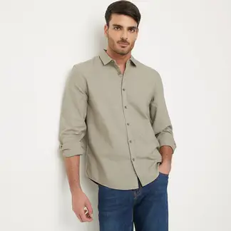 BASEMENT - Camisa Hombre Manga larga de Algodón