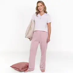 SOUTHLAND - Conjunto de pijama con pantalón Mujer Largo Manga corta de Algodón