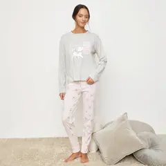 DISNEY - Conjunto de pijama con pantalón Mujer Largo Manga larga de Algodón