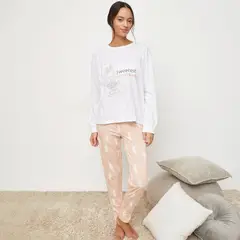 DISNEY - Conjunto de pijama con pantalón Mujer Largo Manga larga de Algodón