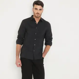 BASEMENT - Camisa Hombre Manga larga de Algodón