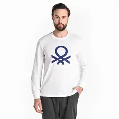 BENETTON - Pijama Hombre Manga larga con Estampado de Algodón