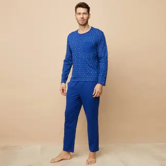 BENETTON - Pijama Hombre Manga larga con Logo de Algodón