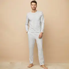 BENETTON - Pijama Hombre Manga larga con Logo de Algodón