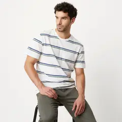 NEWPORT - Camiseta Hombre Manga corta de Rayas de Algodón