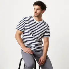 NEWPORT - Camiseta Hombre Manga corta de Rayas de Algodón