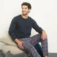 NEWPORT - Pijama Hombre Manga larga de Cuadros de Algodón