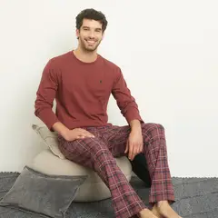 NEWPORT - Pijama Hombre Manga larga de Cuadros de Algodón