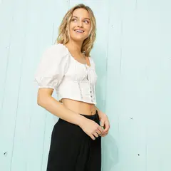 DOO AUSTRALIA - Blusa Mujer Manga corta globo de Algodón