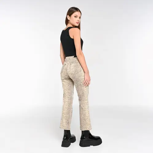 DENIMLAB - Jean Flare Mujer Tiro medio Animal print
