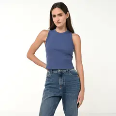 SYBILLA - Top esqueleto Mujer Sin mangas de Algodón orgánico Slim fit