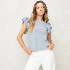 SYBILLA - Blusa Mujer Boleros Manga corta de Algodón