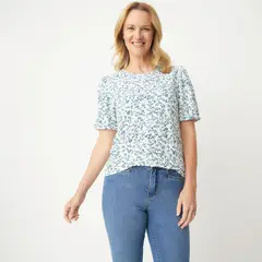 NEWPORT - Blusa Mujer con Estampado Manga corta globo