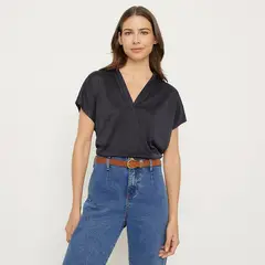 APOLOGY - Blusa Mujer Brillante Manga corta