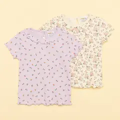 YAMP - Camiseta Bebé niña Pack de 2 unidades con Flores Manga corta Algodón