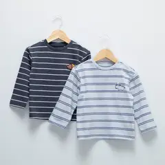 YAMP - Camiseta Bebé niño Pack de 2 unidades de Rayas Manga larga Algodón