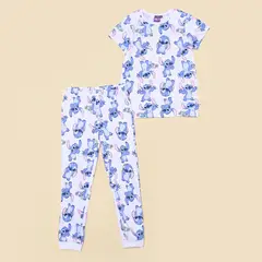 LILO & STITCH - Pijama para Niña 2 piezas con cintura elásticada de Manga corta de Algodón