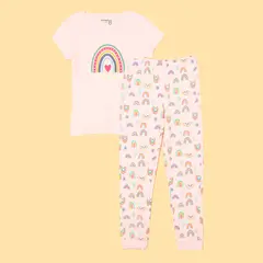 YAMP - Pijama para Niña 2 piezas Cintura elásticada Manga corta de Algodón
