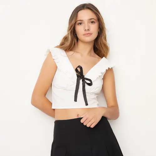 SYBILLA - Blusa Mujer Anudada Sin mangas de Algodón