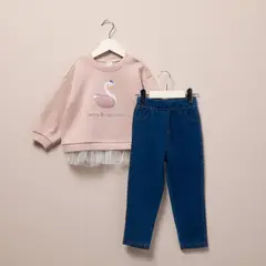 YAMP - Set Saco manga larga + pantalón para Bebé niña en de Algodón