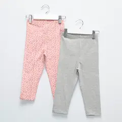 YAMP - Legging para Bebé niña Pack de 2 unidades Cintura elásticada de Algodón