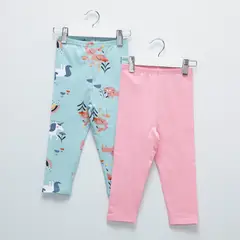 YAMP - Legging para Bebé niña Pack de 2 unidades Cintura elásticada de Algodón