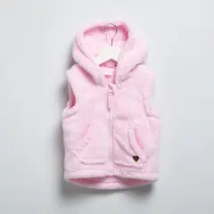 YAMP - Chaleco Bebé niña Efecto pelo Con capucha