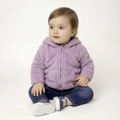 YAMP - Saco para Bebé niña Efecto pelo con capucha