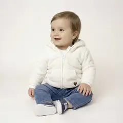 YAMP - Saco para Bebé niña Efecto pelo con capucha