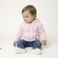 YAMP - Saco para Bebé niña Efecto pelo con capucha