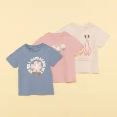 YAMP - Camisetas para Bebé niña Pack de 3 unidades con Estampado Manga corta