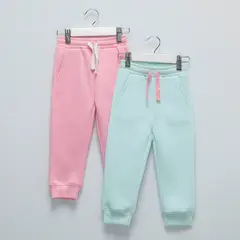 YAMP - Joggers para Bebé niña Pack de 2 unidades Cintura elásticada de Algodón