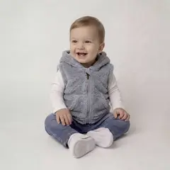 YAMP - Chaleco Bebé niño Efecto pelo Con capucha