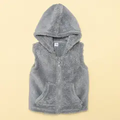 YAMP - Chaleco Bebé niño Efecto pelo Con capucha