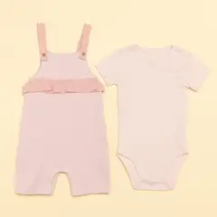 YAMP - Set Jardinera + Body manga corta para Bebé niña en Lyocell