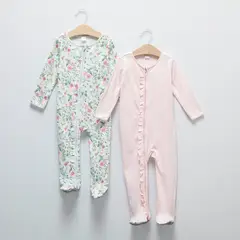 YAMP - Pijamas para Bebé niña Pack de 2 unidades Manga larga de Algodón